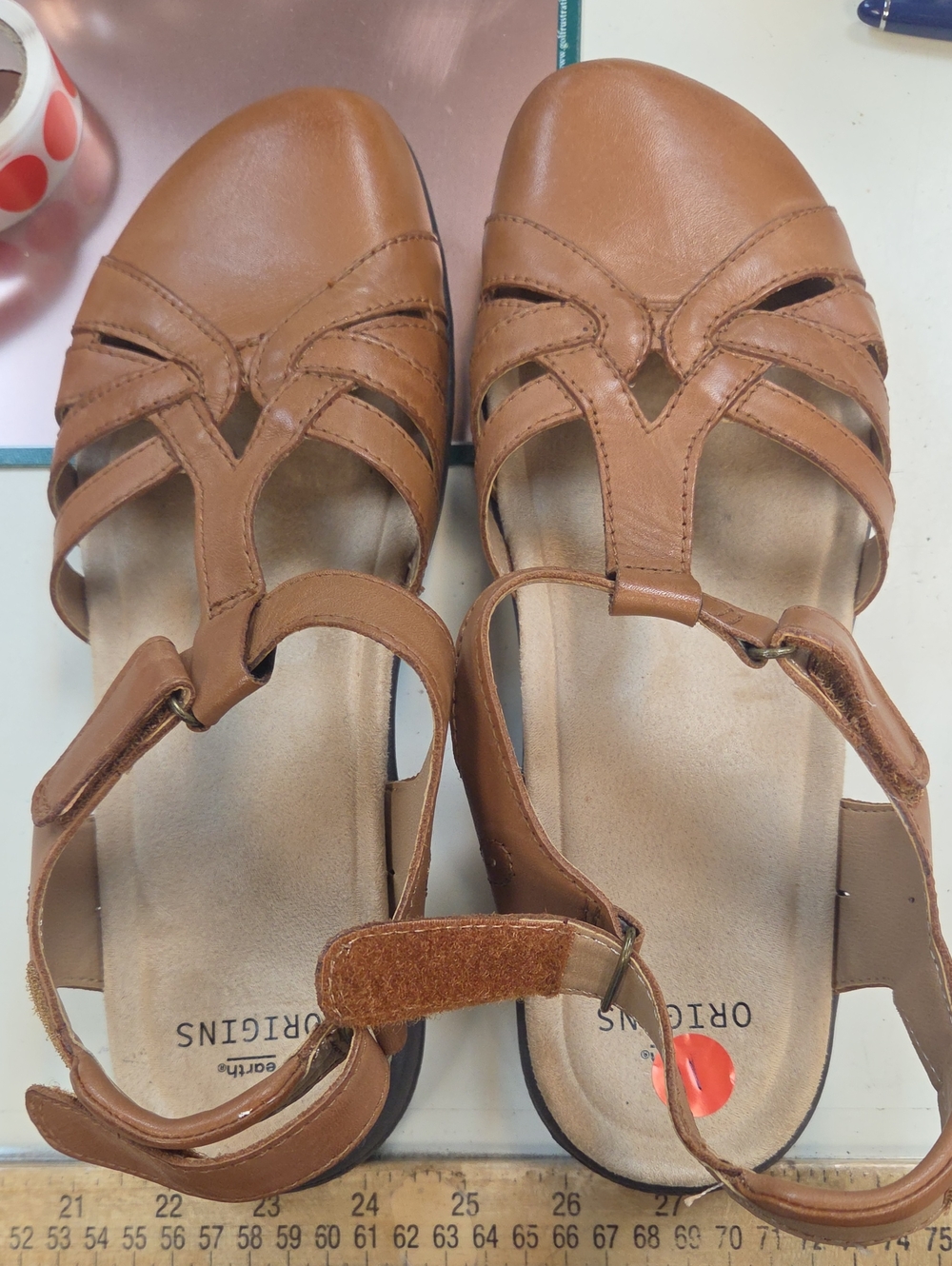 ORIGINS Women's Tan Leather Strappy Sandals